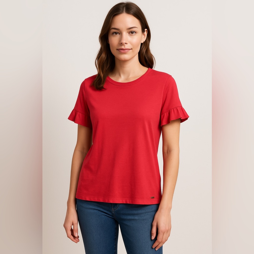 *Michael Kors Red Ruffle Sleeve Top | Size M